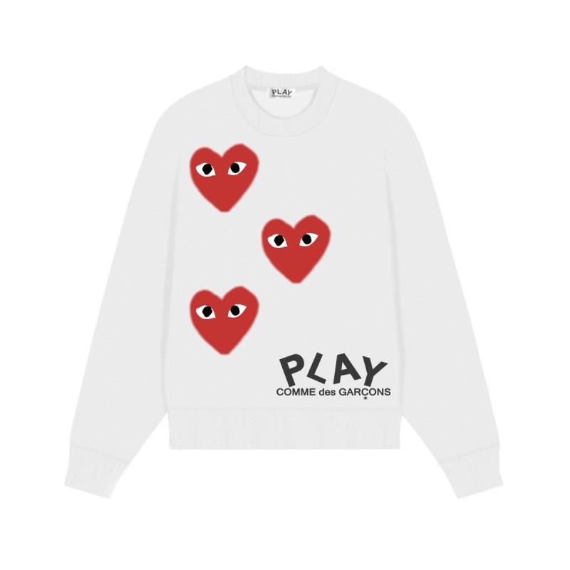 Relaxed Fit Cotton Sweatshirt With Heart Print Long Sleeve Crew Neck Fleece Lined Unisex Winter Casual Top