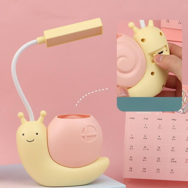 1Pc Creative Cartoon Snail Desk Lamp, Learning To Charge Eye Protection Desk Lamp, Children and Students Small Desk Lamp