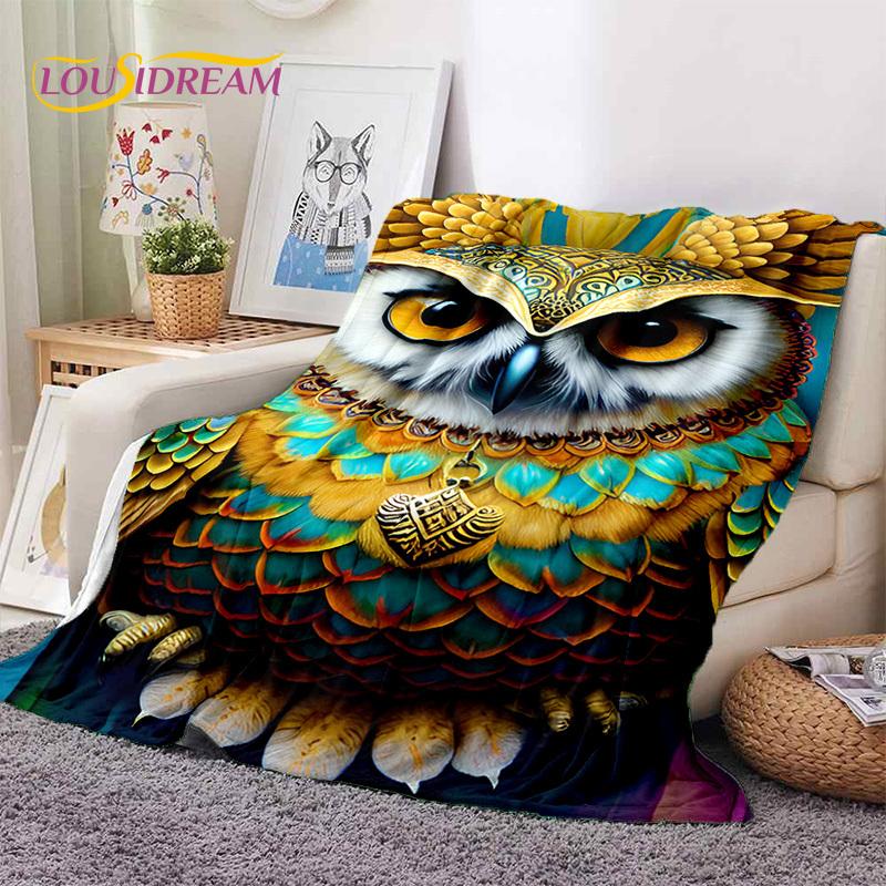 3D Cute Owl Eagle Birds Cartoon HD Soft Flannel Blankets,Throw Blanket Comfortable Blanket for Picnic Beds Home Bedroom Kid Gift