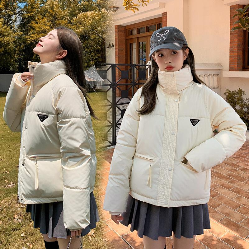 PU leather down cotton jacket women's short 2025 new winter cotton jacket bread jacket padded jacket