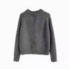 Women's Pumpkin-Colored Pure Wool Round-Neck Knitted Cardigan: Short, Thick Sweater for Autumn and Winter