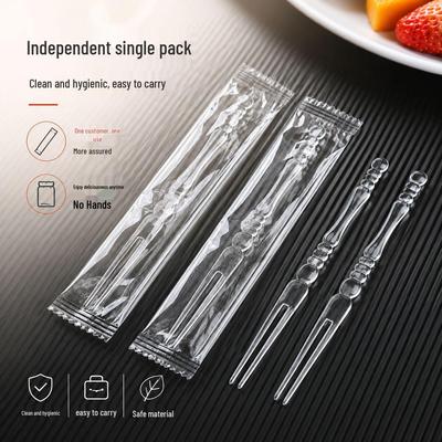 Individually Wrapped Plastic Fruit Fork Set - Disposable Dessert Skewers for Cakes, Pastries, and Bar Use