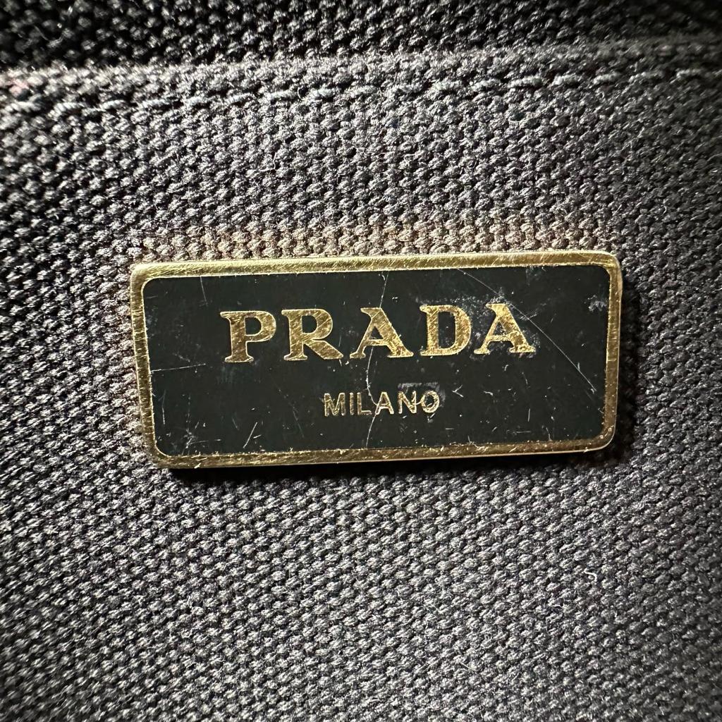 PRADA Canapa Handbag black Women 2-way triangle logo used