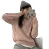 Thickened Retro Autumn and Winter New Knitted Sweater Thick Needle Twist Half Zipper Sweater Women's Coat Women's Trend