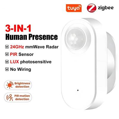 Tuya Zigbee Human Presence+PIR Motion Detection Sensor Luminance Detector Smart Radar 24GHz mmWave Support Home Assistant Google