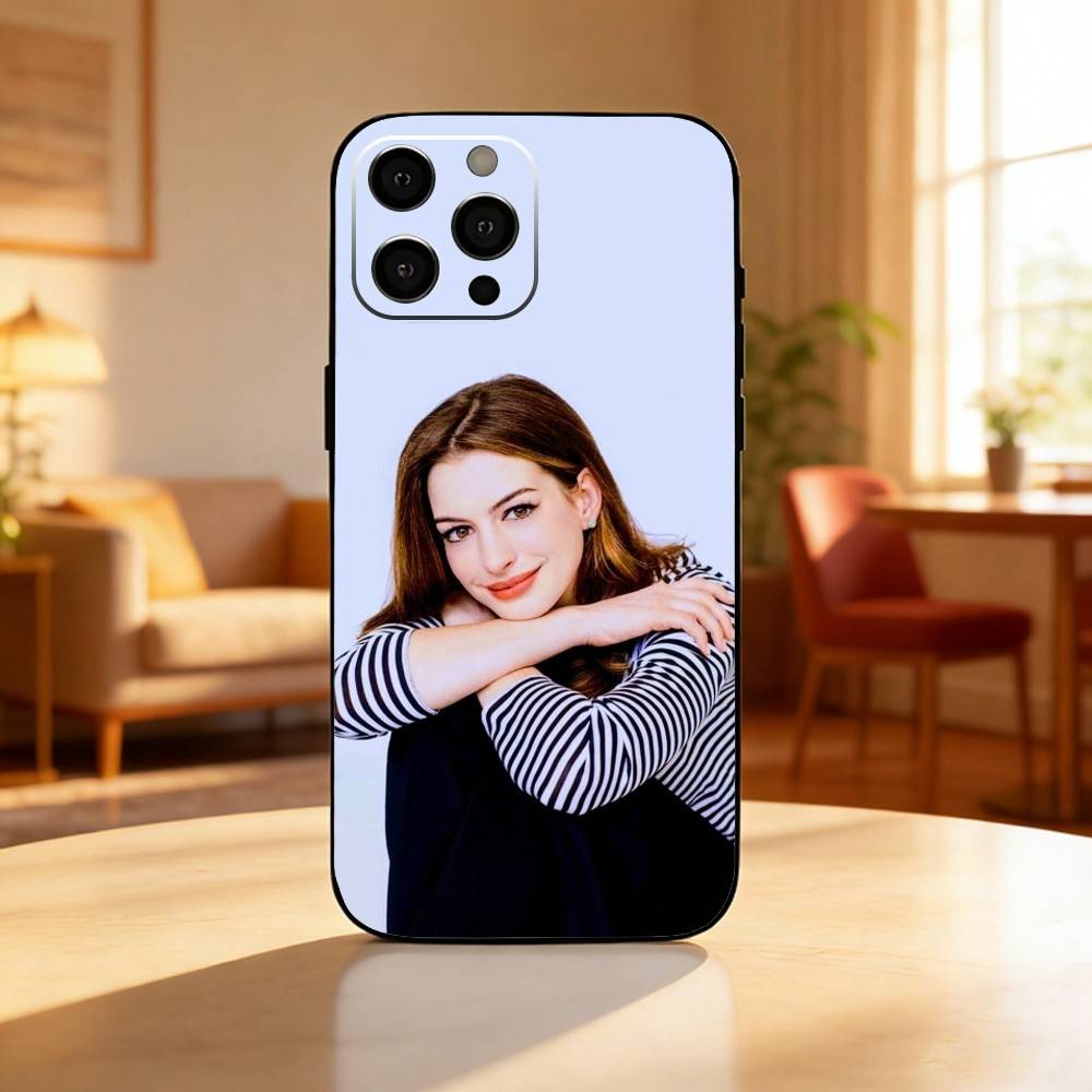 Actor A-Anne Hathaway Phone Case For iPhone17,16,15,14,13,12 Plus,Max Soft Silicone Black Cover iPhone17air