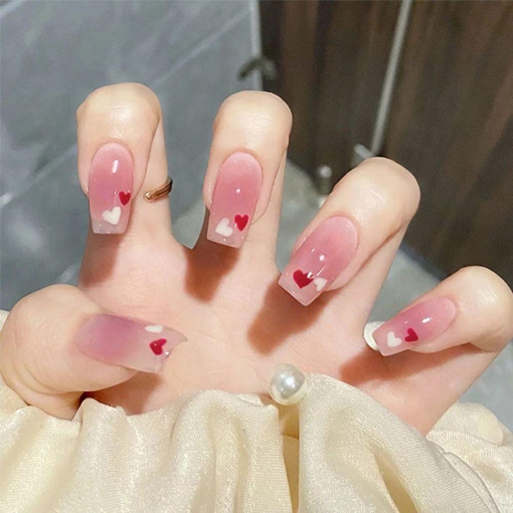 With Glue Fake Nails Gradients Nail Tips Waterproof French False Nails  for Women and Girls