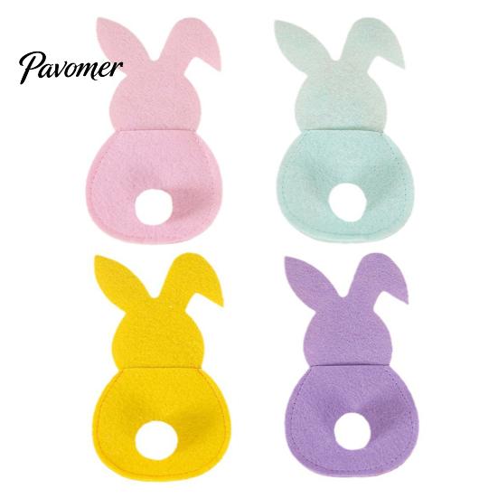 Easter Dinner Table Decor 4 Pcs Bunny Cutlery Holders, Felt Tableware Pouch Bags, Cute Rabbit Utensil Decorative Fork Spoon Sleeve, Spring Knife