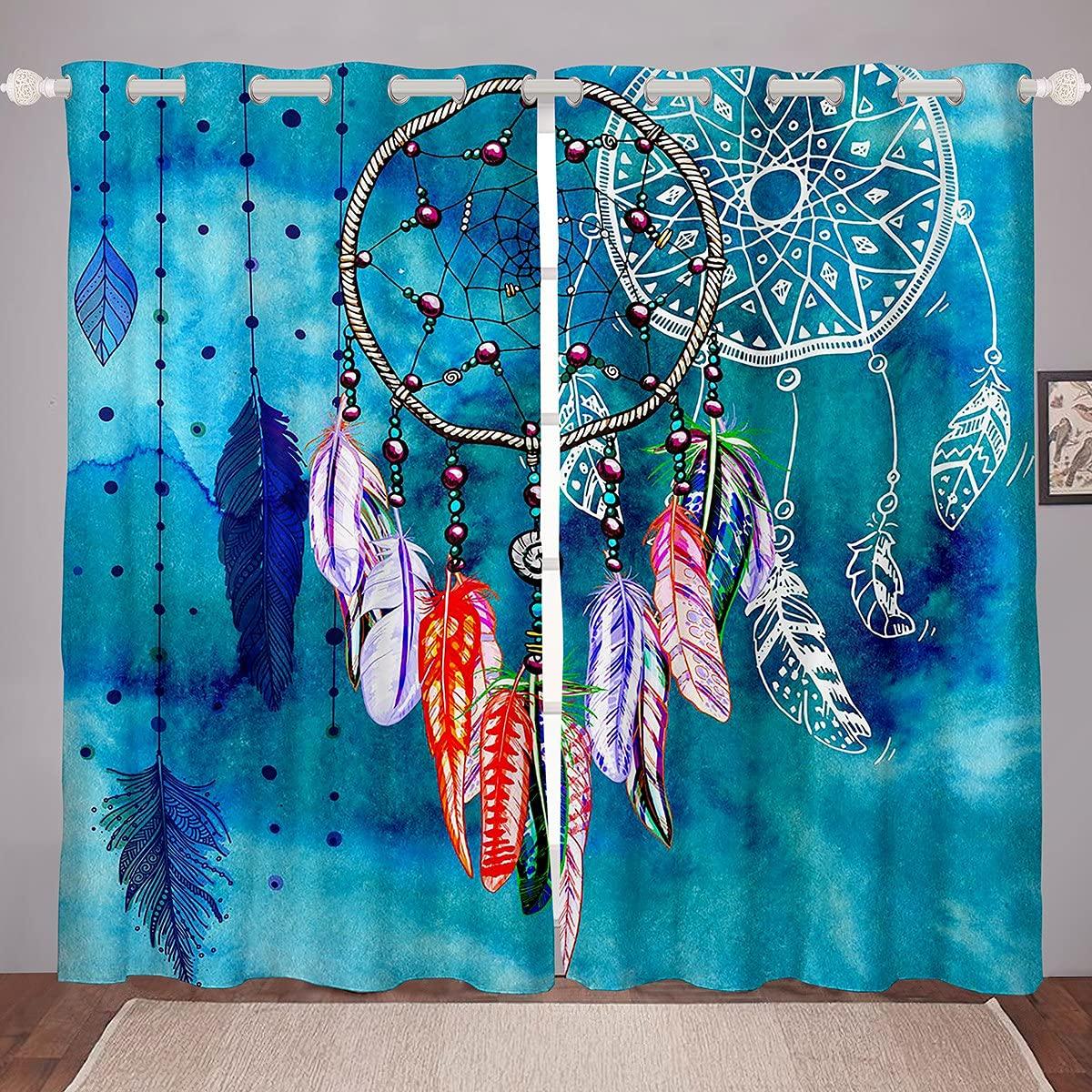 

Красочные элементы ловцов снов затемняющие шторы для гостиной спальни окна высокие затемняющие шторы для мальчиков девочек детская комната W55 X H120cm X 2&Grommet Top