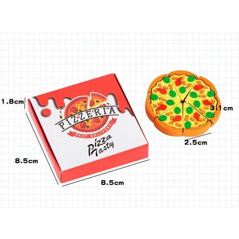 6Pcs/set Cute Creative Design Pizza Eraser for Kids Boy Girl Kawaii Pencil Stationery Eraser Mini Portable Eraser Back To School