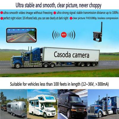 Car Visual Camera WiFi Wireless Rearview Mirror Vehicle Camera LED HD High Definition Rearview Camera Waterproof for Truck Bus