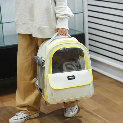 Borsa da trasporto per gatti Zaino da viaggio portatile in PU per esterni per cani di piccola taglia Borsa a tracolla trasparente traspirante per animali domestici