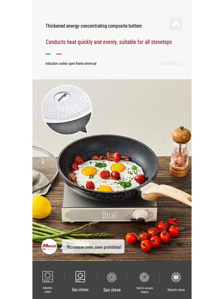 British Maifan Stone Non-Stick Wok: Flat Bottom Pan for Steak, Stir-Fry, and Cooking On Induction and Gas Stoves