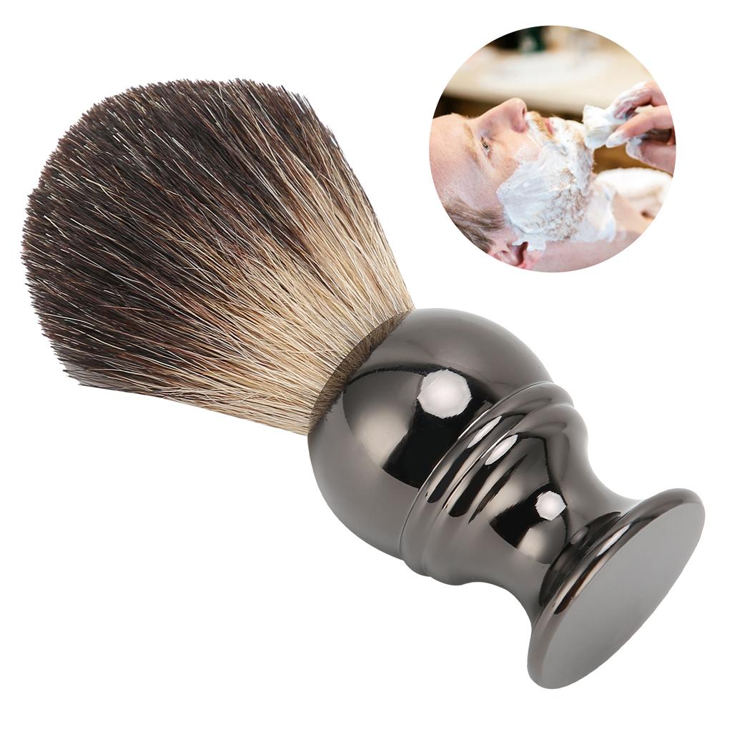 Men Shaving Brush Travel Portable Stainless Steel Handle Shaving Brush (Gun Color)