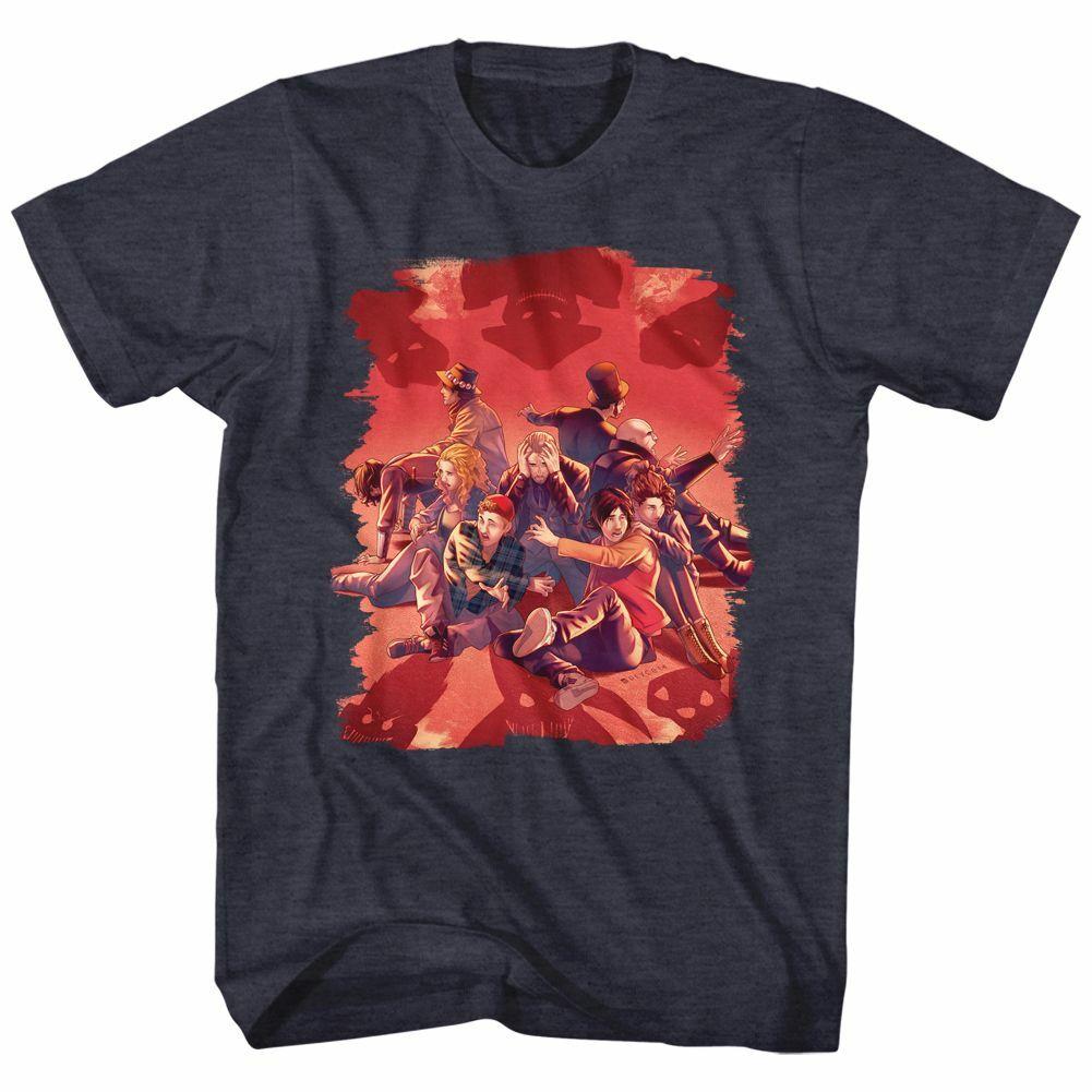 Bill and Ted Shadows Navy Heather Adult T-Shirt XXL