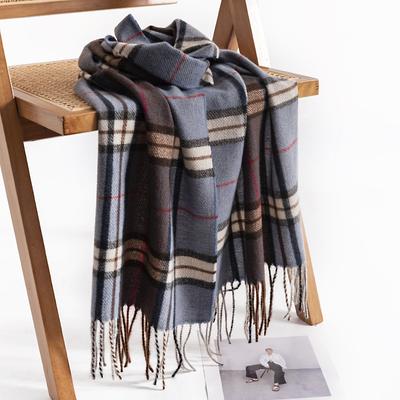 Diamond Pattern Men's Imitation Cashmere Scarf Autumn and Winter Commuting Neck Protection Cold Neck Scarf High End Warm Shawl