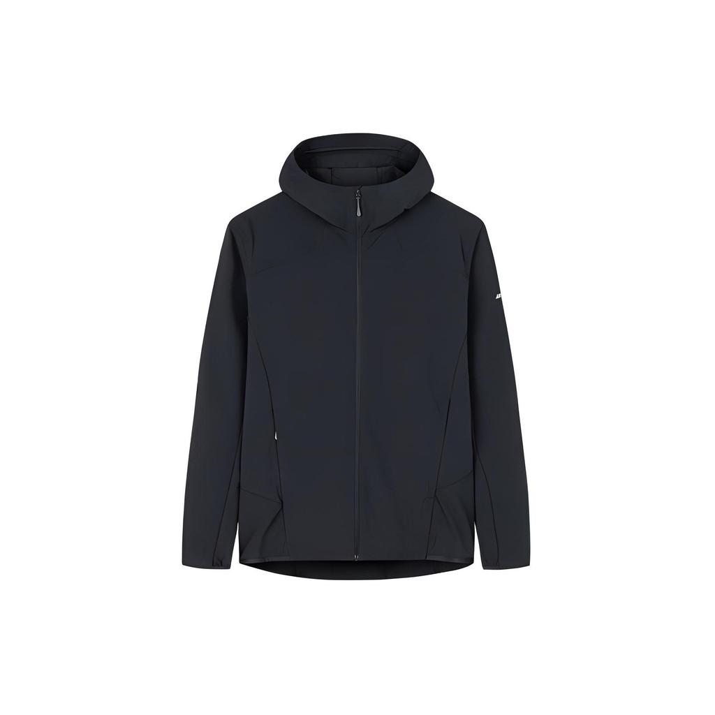 Anta Outdoor Series Solid Color UV Resistant Zip Hooded Sports Jacket Men Jackets Black 152420617-3