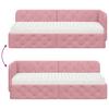 Corner Bed Frame Pink 80 X 200 Cm Velvet