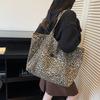 Leopard Print Canvas Bag Women's Large-capacity New Autumn and Winter Versatile Casual Shoulder Bag College Students