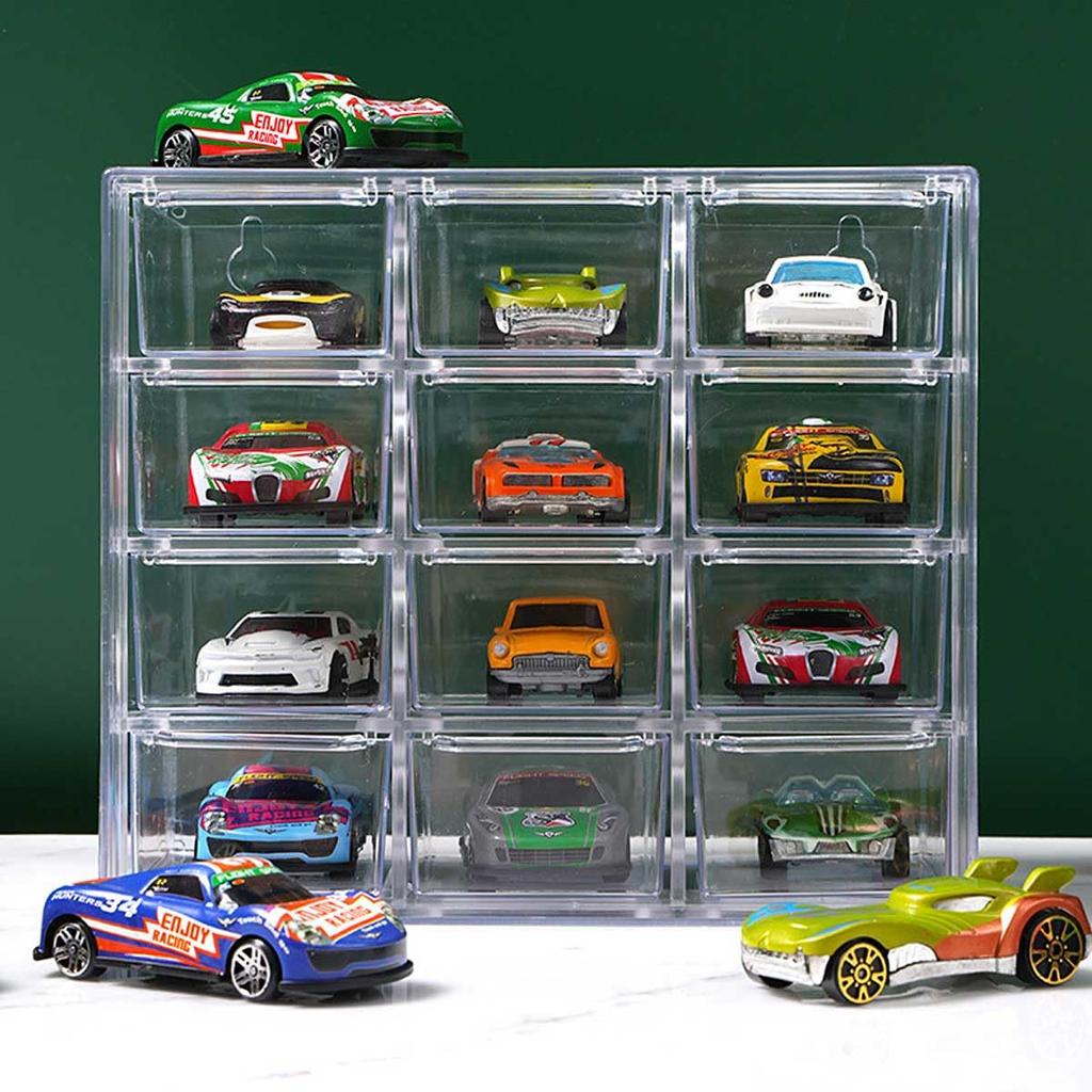 Tomica Scale Miniature Car Storage Case with 12 Compartments and Holds 12 Transparent Storage Toy Car Accessory Nail Contact Hair Small Item Desktop