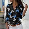 Chic Long-sleeve Butterfly Print Shirt, Ideal for Casual and Stylish Daily Wear.