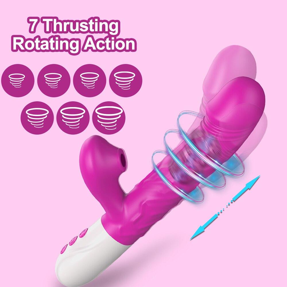 Automatic Telescopic Rotation G Spot Vibrator Women Clitoris Sucker Clitoral Stimulator Dildo Sex Toys