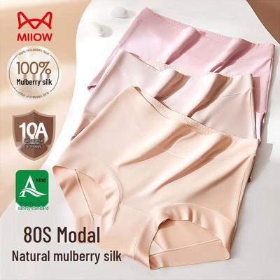 Women's High-Waist Modal Tummy Control Briefs with 100% Silk Crotch