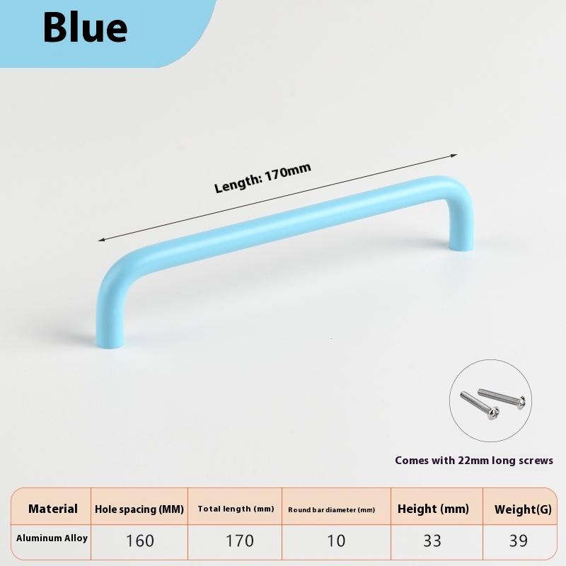 

Барвисті Прості Меблеві Ручки Шафи Ручки для Дитячої Кімнати Ручки-Кулі для Шухляд Сучасна Фурнітура з Алюмінієвого Сплаву Blue 170MM