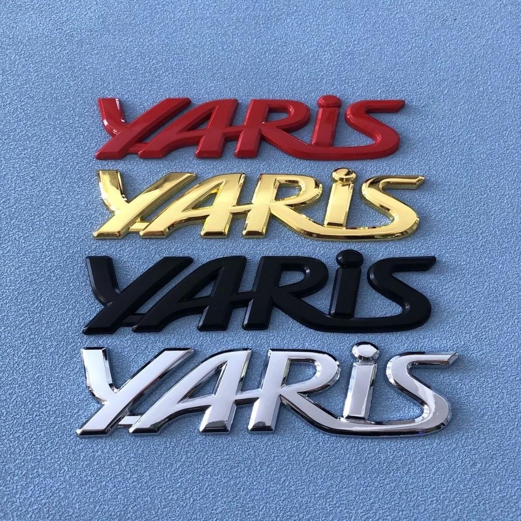 AGV3 3D Metal Yaris Logo Emblem Badge Matte black Chrome Plated Trunk Letter Sticker For Toyota Yaris Car Exterior Decor Accessories