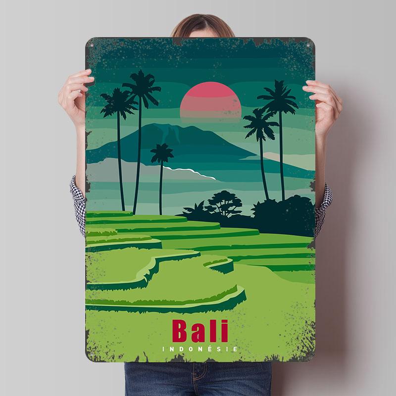 

Bali Indonesia Travel Printed Poster Customized Wall Art Retro Vintage Metal Tin Signs for Room Ornaments Decoration Bedroom 7.9x11.8In(20x30cm)