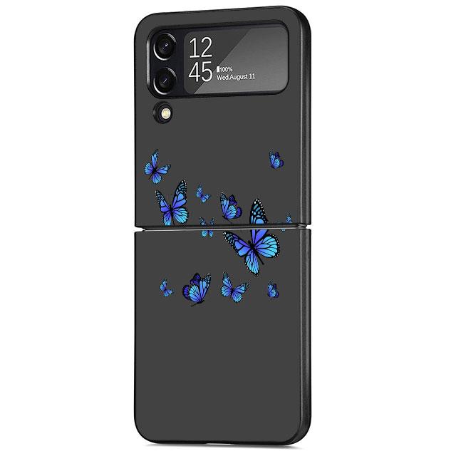 Flowers Heart Cell Case For Samsung Galaxy Z Flip 3 5G 4 Fashion Z Flip3 Luxury Black Hard Back Phone Coque Cover