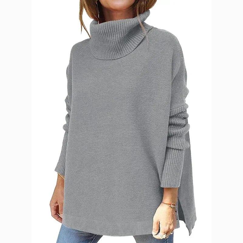 Autumn Winter Thick Simple Knitted Pullovers Sweaters Turtleneck Long Sleeve Women Sweater Casual Loose Jumpers Woman Tops 29569