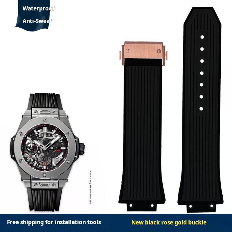 For HUBLOT BIG BANG Series Silicone Rubber Strap 27x17mm Convex Interface Watch Band Men Collapsible Buckle Bracelet Accessories