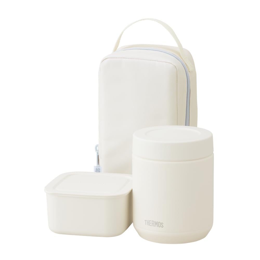 Safe Thermos Vacuum Insulated Soup Lunch Set 800ml Ivory Soup Jar Container Set IV Dishwasher Model & JEE-801