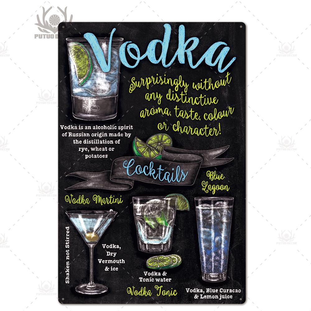 Putuo Decor Tin Signs Plaque Metal Vintage Cocktail Metal Sign Wall Decor for Man Cave Bar Club Iron Painting Decorative Plate