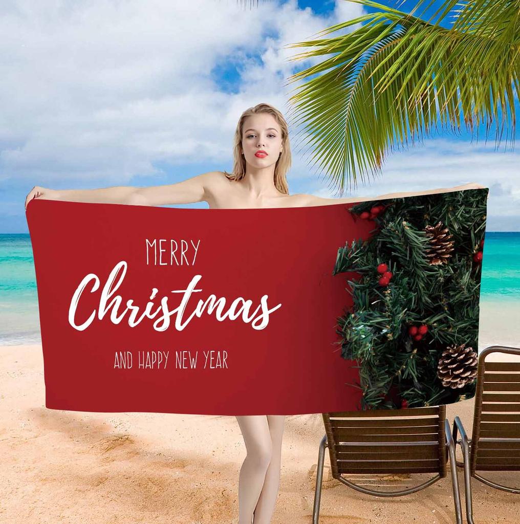 Merry Christmas Background Cute Single sided Printed Beach Towel Home Decoration Bath Towel 75x150cm Bathroom