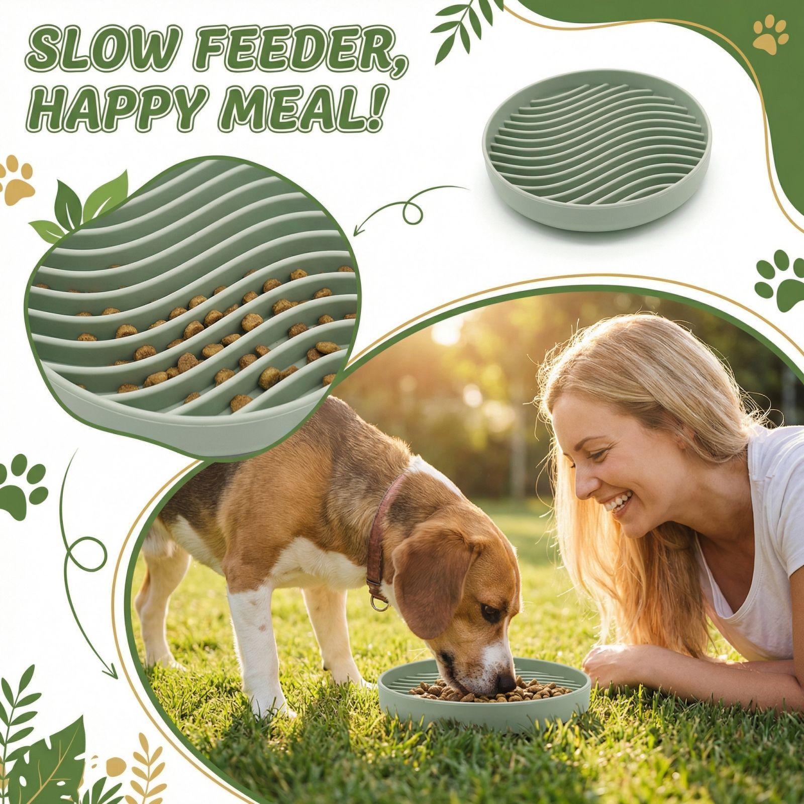 

Миска для медленного кормления домашних животных Собака Силиконовая миска для еды Собачья миска Миска для еды собаки One Size зелёный