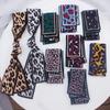 Korean Leopard Printed Skinny Scarf Women Soft Double Sided Neckerchief Hairband Lady Headband Bagscarf Female Neck Tie
