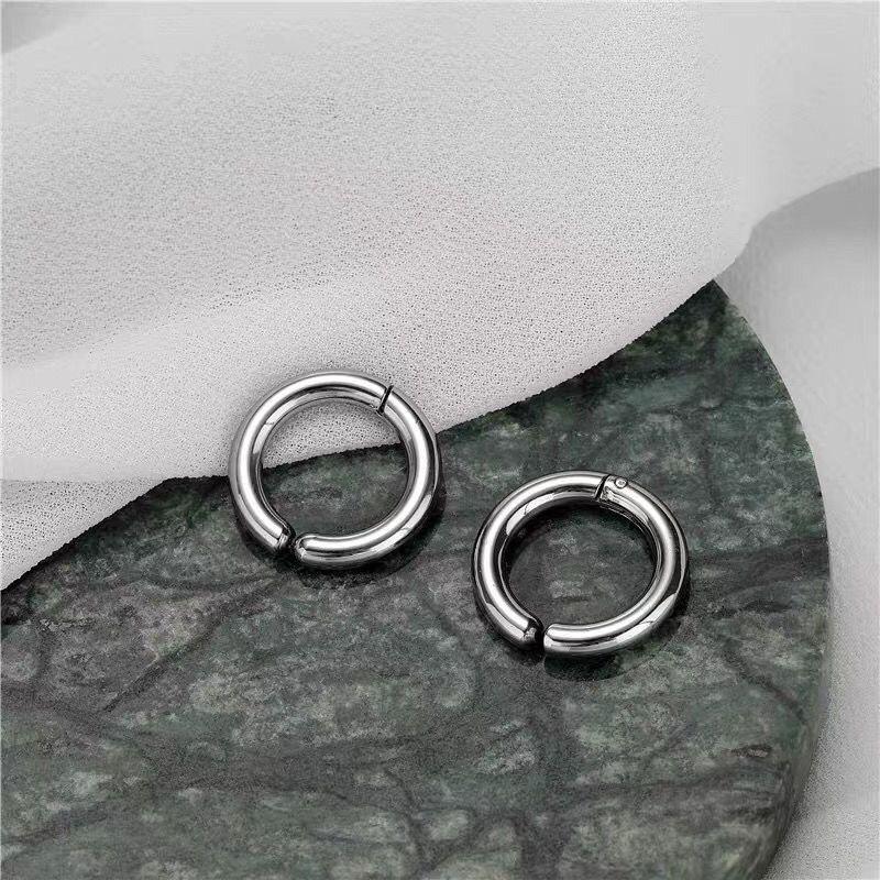 Titanium Steel Ear Hook Men's Ear Ring Without Ear Hole, No Piercing Ear Bar, Round Ear Stud, Circular Shape