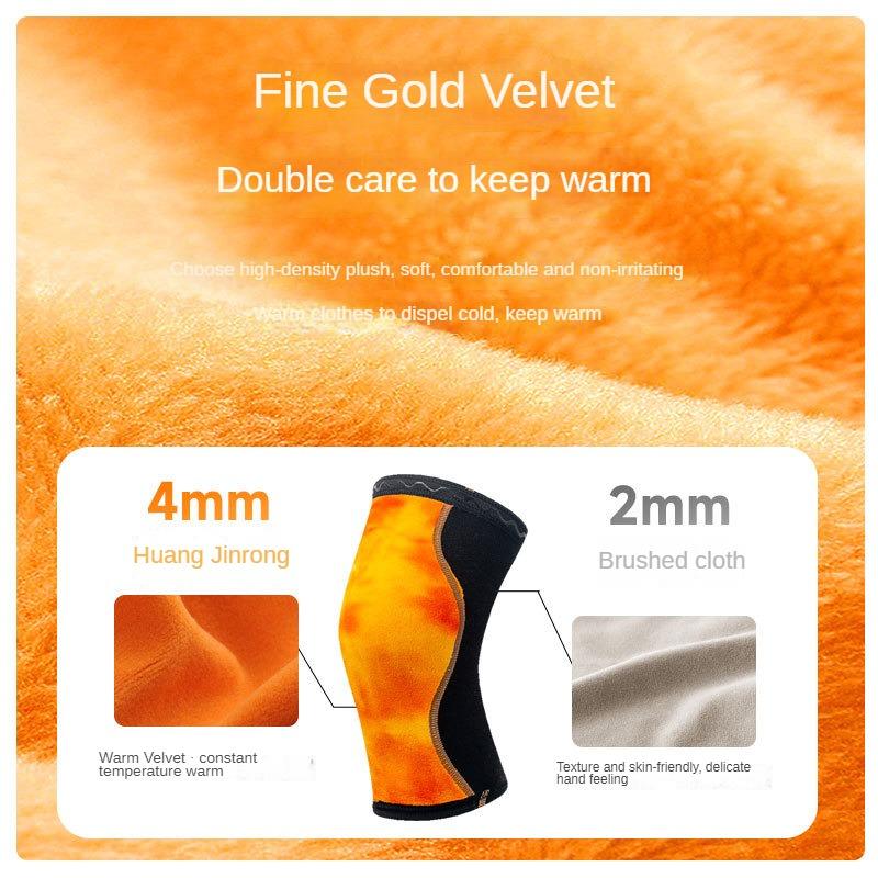 Goldene Knieschützer aus Samt für Wärme und Knieschutz für ältere Menschen im Herbst und Winter, verdickte Knieschützer aus Plüsch zum Radfahren