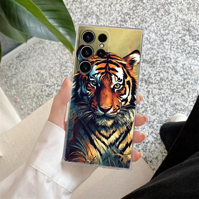 Tiger Tiere Klare Hülle Für Samsung Galaxy S26 S25 S24 S23 Ultra S20 S21 FE S22 Plus S26 Ultra S25FE Weiche Silikon Handyhülle