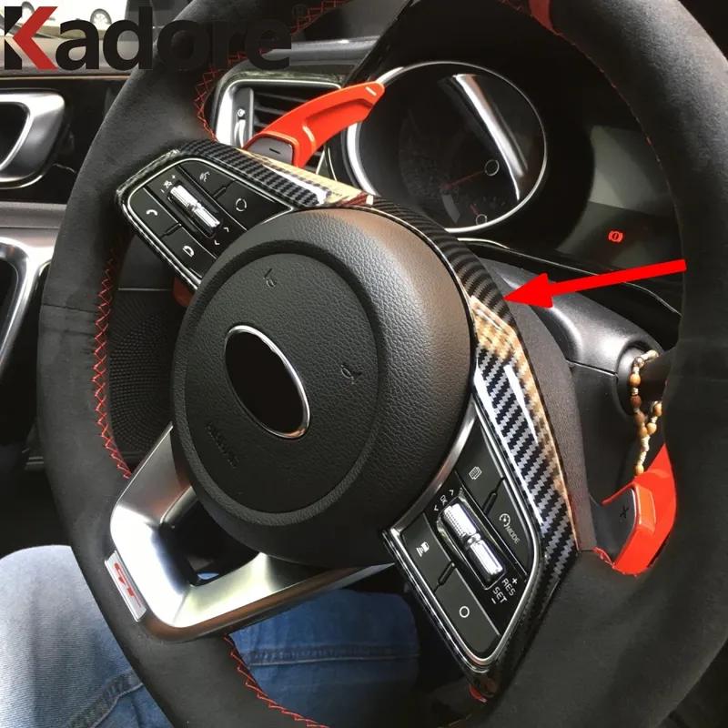 Car Steering Wheel Panel Cover Trim For Kia Forte K3 Carbon Fiber Interior Mouldings Accessories