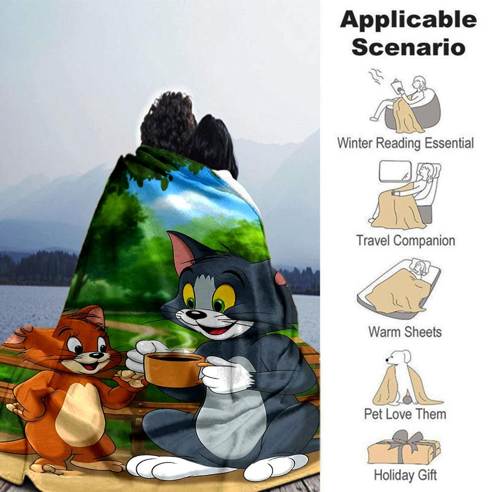 1pc Tom and Jerry Flannel Blanket - Soft Warm Throw for Home, Office, TravelL1327