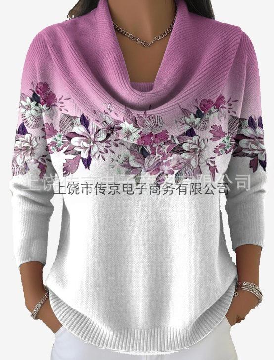 2025 European & American 3D Digital Print Loose Knit Sweater for Autumn & Winter