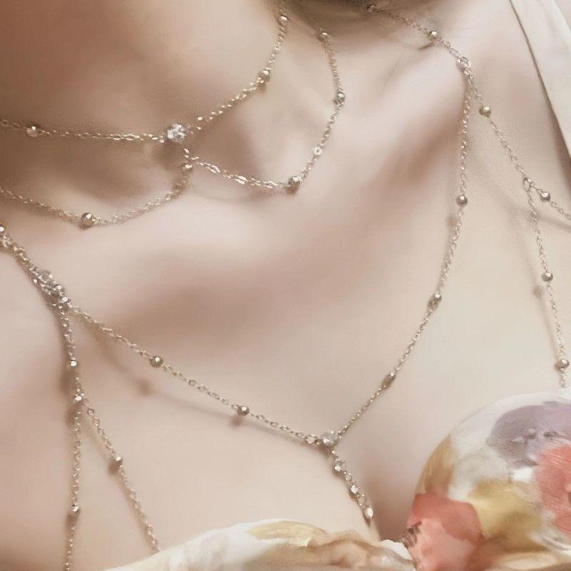 Breast chain jewelry pure desire style, fashion versatile sexy flash diamond pendant body chain necklace jewelry