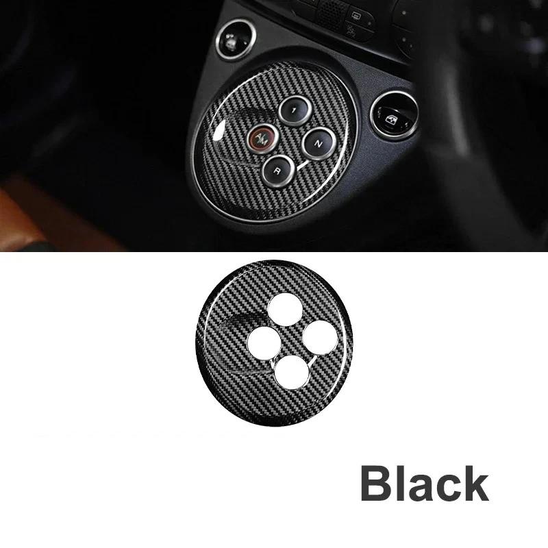 Black Hard Carbon Fiber Automatic Gear Shift Button Stickers For Abarth 595 695 2012-2024 Anti-scratch Interior Trim Accessories