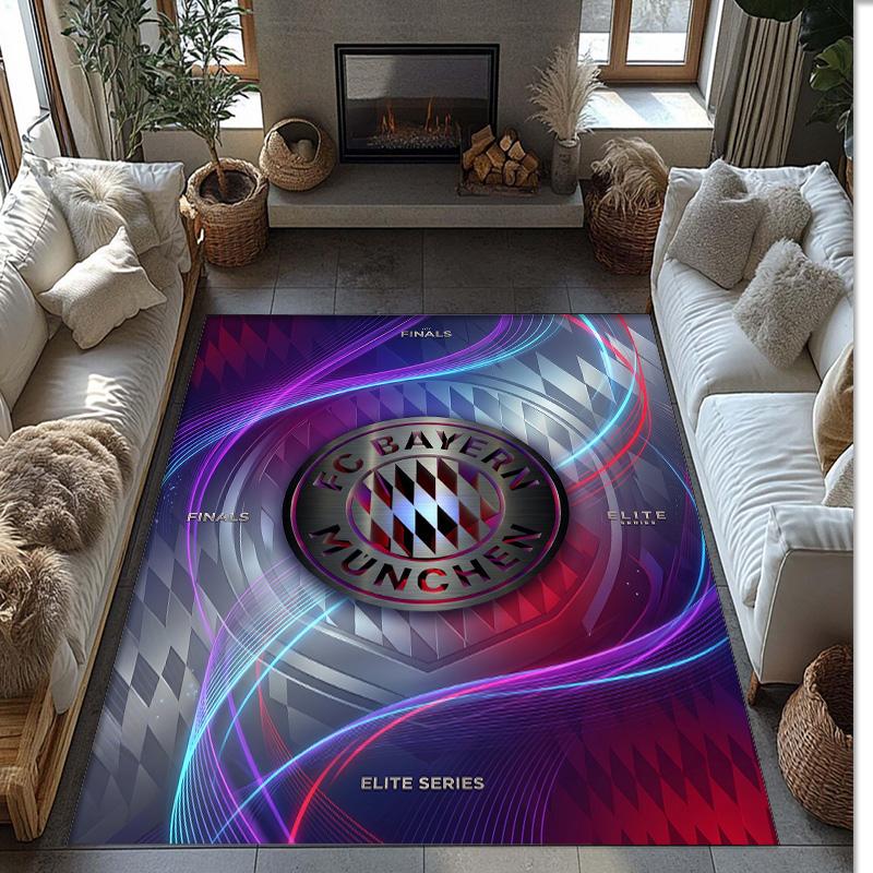 Tappeto Morbido Area Rug con Motivo Calcio Bayern Monaco Antiscivolo Tappeto per Pavimento Interno Tappetino Decorazione Sportiva per Camera da Letto