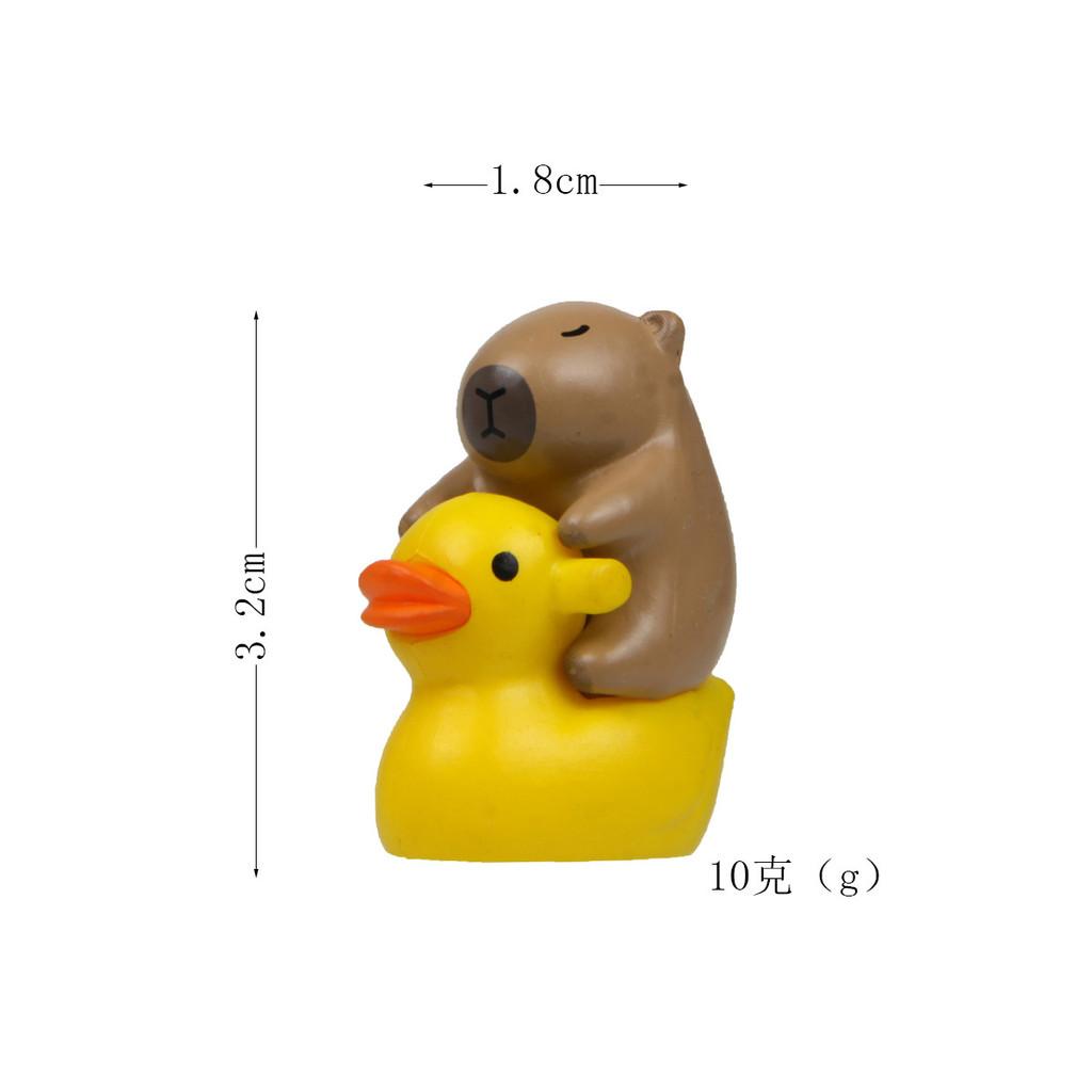 Pvc Capybara Duck Cartoon Figures Mini Garden Statues For Home Office Decor