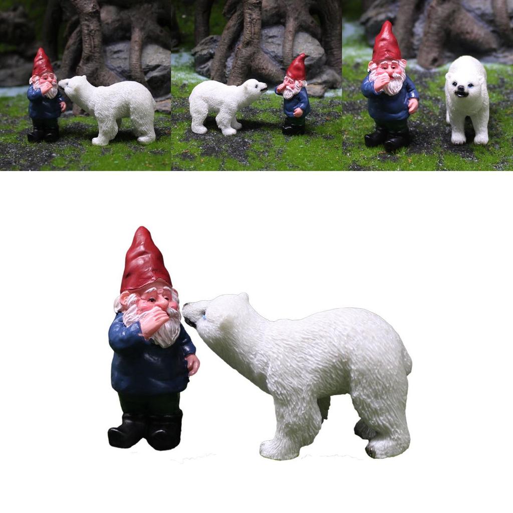 Dwarf And Arctic Bear Garden Micro Landscape Resin Decor With Creative Elements For Festive Events