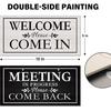 Double-Sided Office Door Hanger Sign, Acrylic Welcome Please Come In, Meeting In Progress Please Do Not Disturb, Red/Green and Wood Grain Options